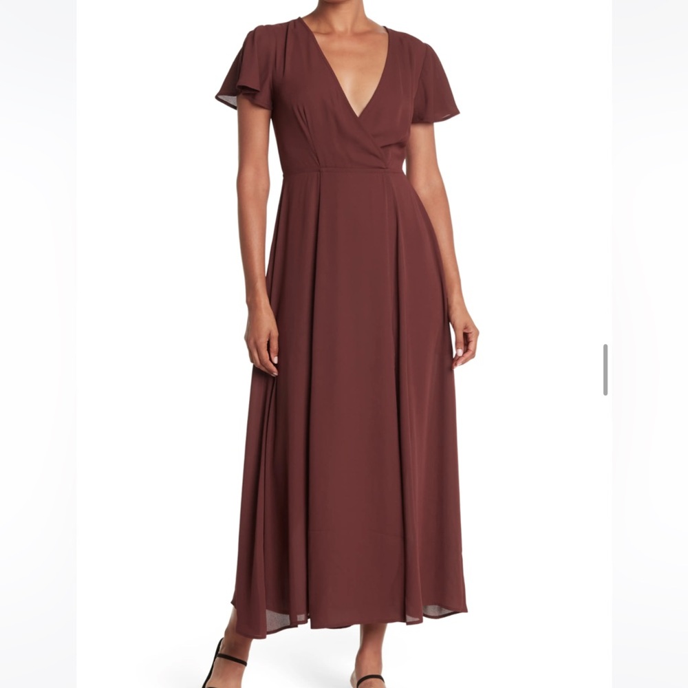 Love By Design Flutter Sleeve Maxi Wrap Dress